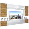 WOHNZIMMERWAND Schrankwand mit LED Eiche Wotan / Weiß - Eichefarben/Weiß, Holz (300/180/36cm) - B BELINI GROUP