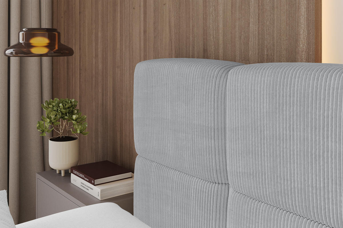 POLSTERBETT mit Bettkasten und Lattenrost, Bett mit Kopfteil, Boxbett ohne Matratze, Doppelbett mit Stauraum - NATA 120x200 Grau - Graphitfarben, Holzwerkstoff/Textil (120/200cm) - ALTDECOR