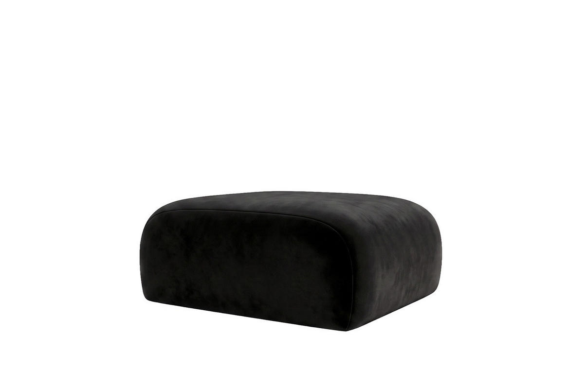 HOCKER, Sitzhocker, Velvet-Stoff Bluvel, Schwarz, GRETA - Schwarz, Holz (91/40/89cm) - Kaiser Möbel