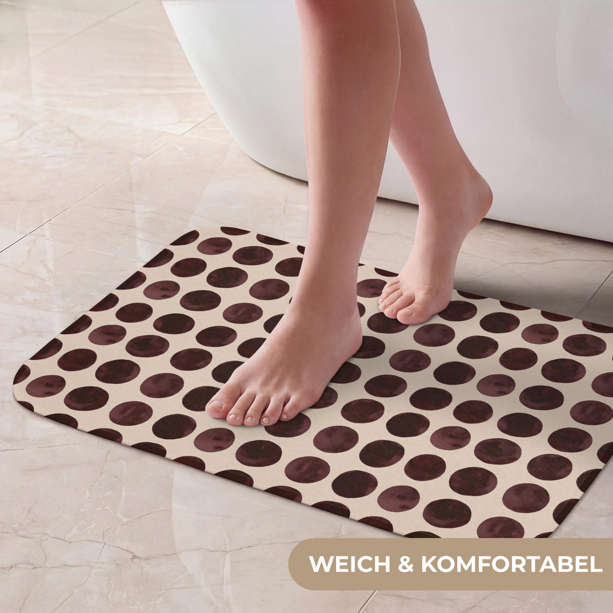 KOUPELNOVÁ PŘEDLOŽKA Puntíky - Vzor - Hnědý 60x40 cm - bordeaux, textil/plast (60/40cm)