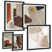 BILDER SET 5er Set - 50x50 cm & 20x30 cm & 40x60 cm Schwarzer Rahmen - Abstrakte moderne Formen - Schwarz, Kunststoff (40/60cm) - TULUP