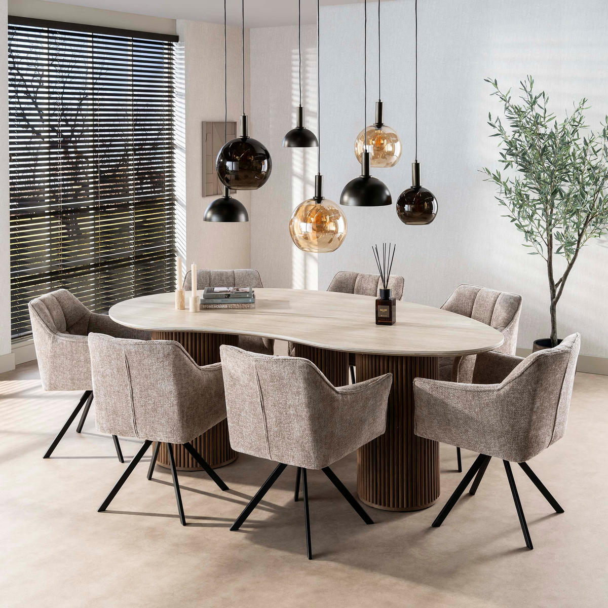 ESSZIMMERTISCH Romano 89D 120/215/77 cm - Beige, Keramik (120/215/77cm) - Hoyz Collection