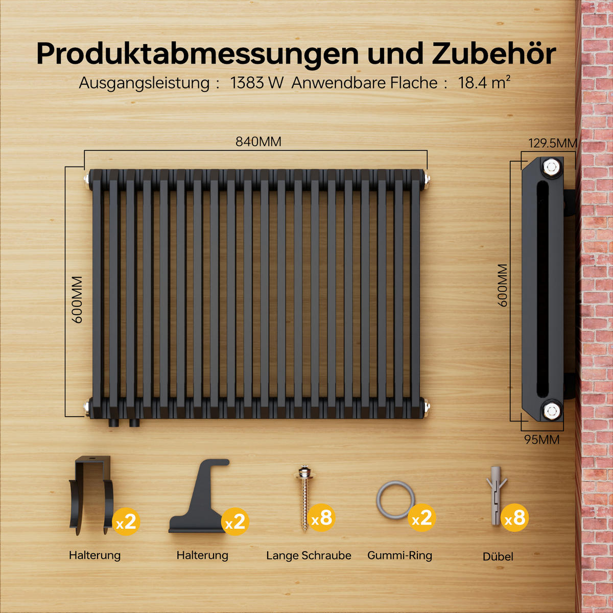 HEIZKÖRPER D-Profil Vertikal Mittelanschluss Anthrazit 60/84 cm - Anthrazit, Metall (84/60/10cm) - EMKE