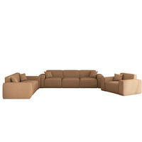SOFASET Celes Premium 3-2-1 In Artico - Rotbraun, Holzwerkstoff/Textil (218/73/90cm) - Fun Möbel