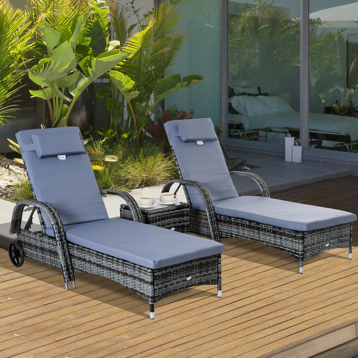 GARTENLIEGE DE-13561 5-fach verstellbar, mit Rollen Grau - Grau, Metall (73/56/200cm) - ComfortXL