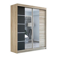 SCHWEBETÜRENSCHRANK 180 CM KRINO Farbe: Sonoma / schwarz / sonoma - Schwarz/Braun, Holzwerkstoff (180/215/59.5cm) - A&J MöbelLand