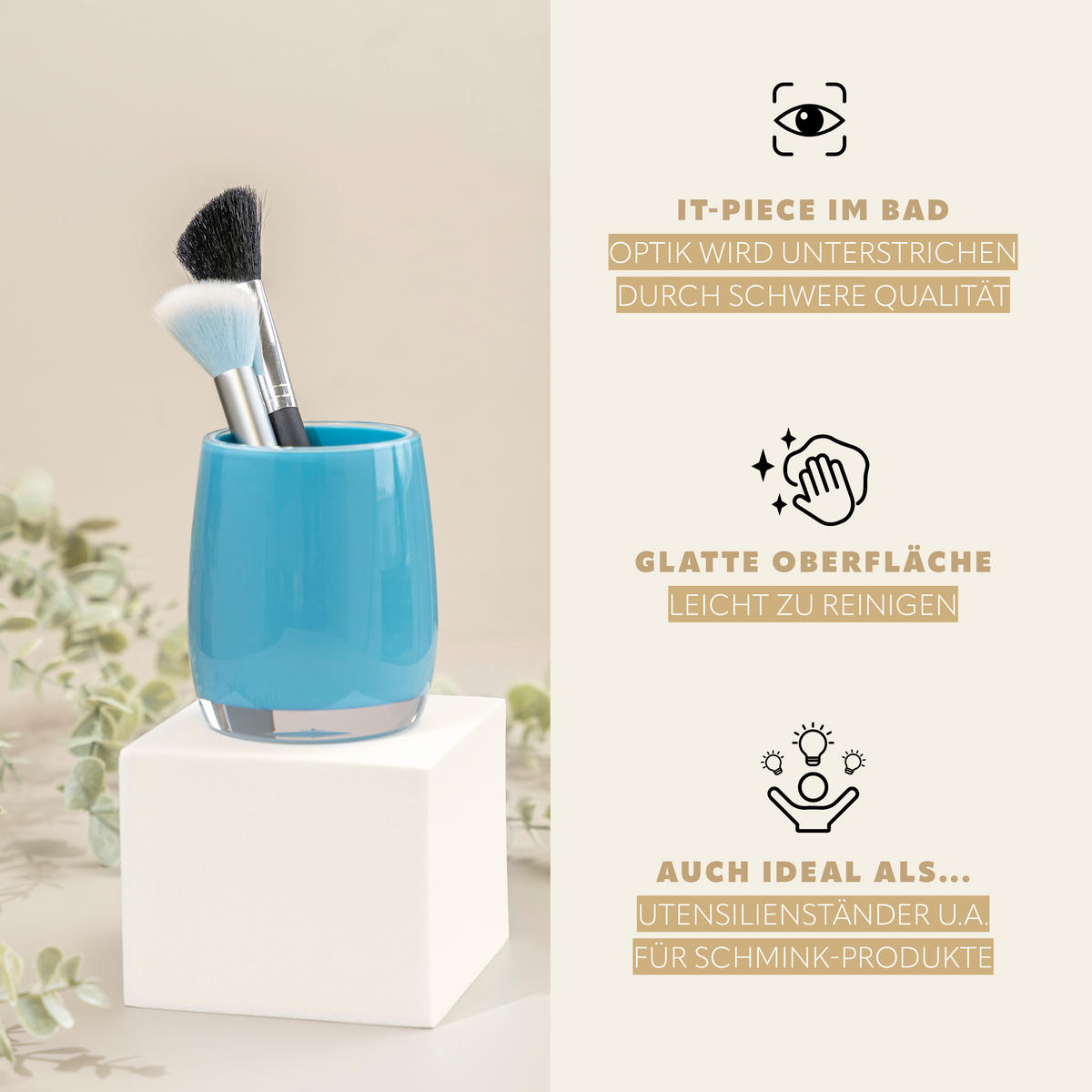 ZAHNBÜRSTENBEHÄLTER SAVONA, blau - Blau, Kunststoff (8/10/8cm) - bremermann