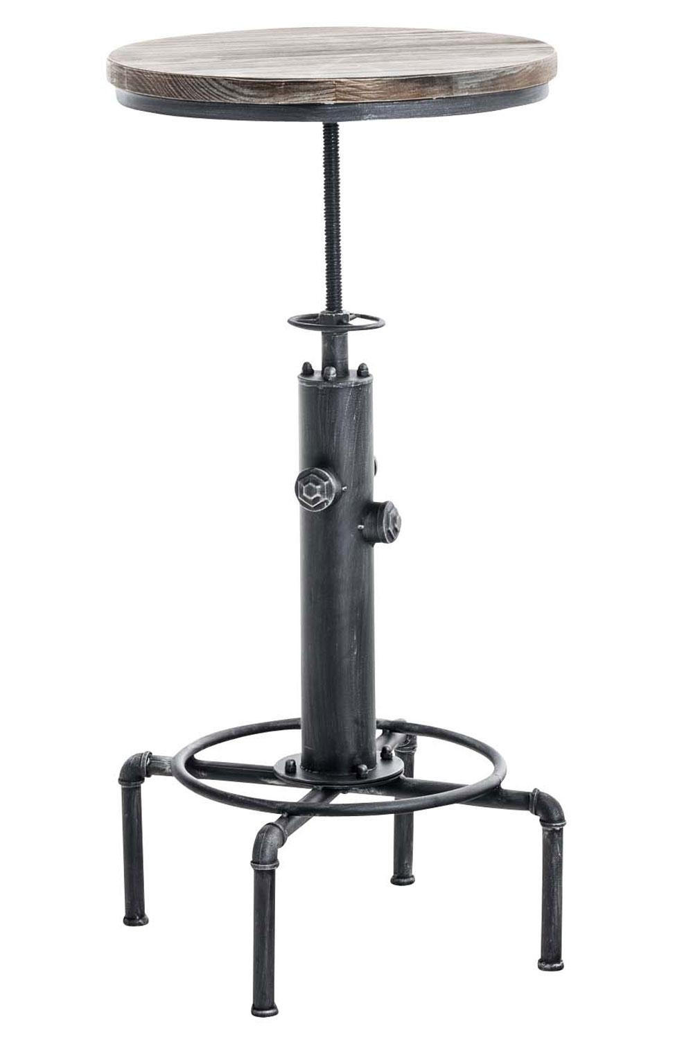 BARTISCH rund 39 cm Holz antik silber - Silberfarben, Holz/Metall (39/79/39cm) - CLP