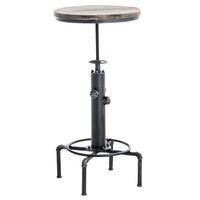 BARTISCH rund 39 cm Holz antik silber - Silberfarben, Holz/Metall (39/79/39cm) - CLP
