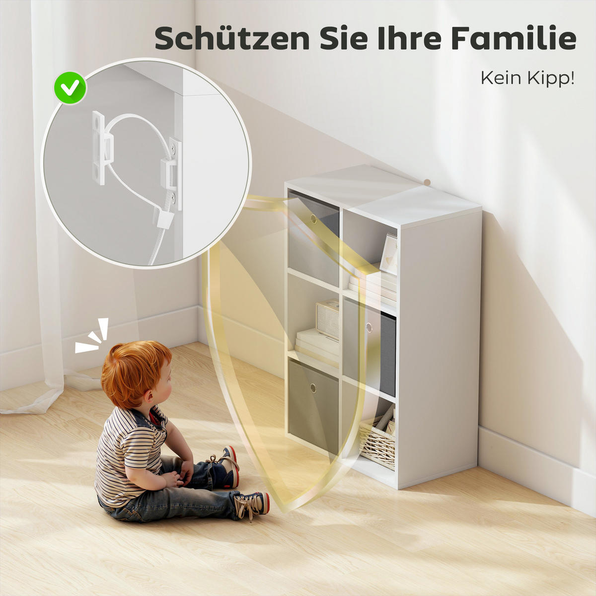BÜCHERREGAL Bücherschrank mit 3 Stoff-Schubladen, Standregal mit offenen Regalen - Weiß, Holzwerkstoff/Textil (30/79.8/53.7cm) - HOMCOM