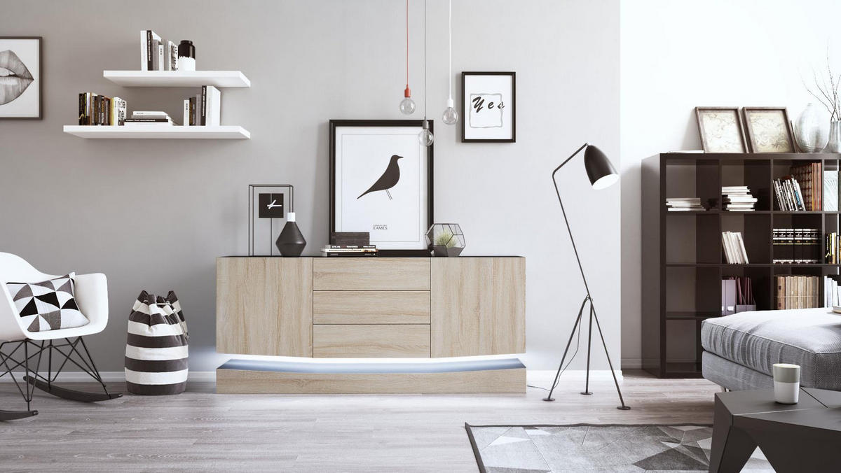 SIDEBOARD City Fronten in Eiche sägerau - Eiche San Remo, Holzwerkstoff (178/82/39cm) - Vladon