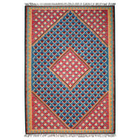 HANDWEBTEPPICH Senneh Kelim Blau, Rot 150/105 cm Schurwolle - Blau, Textil (105/150cm) - Looma