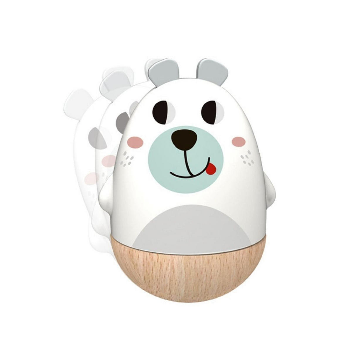 MUSIKSPIELZEUG Rassel Bär TF455 weiß Buchenholz, Wackelbär, Musikfunktion, drehbar, ab 12 Monaten - Weiß, Holz (9/13/9cm) - Tooky Toy