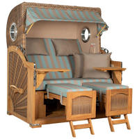 STRANDKORB XXL Düne Grande Teak Banana - Blaugrau/Braun, Metall (142/170/95cm) - Mr. Deko