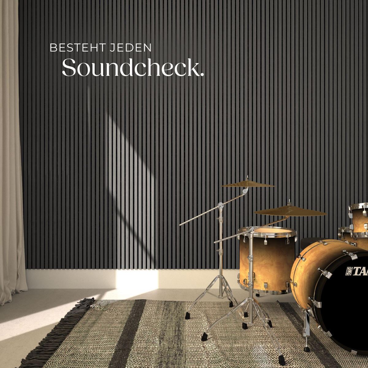 AKUSTIKPANEELE 2er Set Sonic Wall II, schallabsorbierender Filz, Größe flexibel anpassbar, Eiche schwarz - Schwarz, Holz (50/1.8/110cm) - tectake