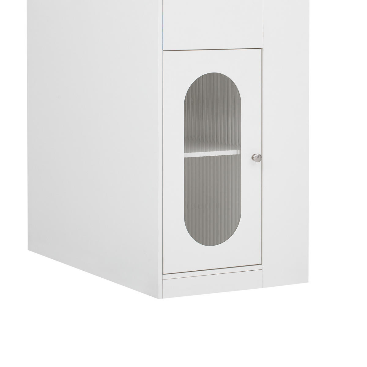 KÜCHENINSEL 83x46-146.5x96 cm Weiß mit Fluted Glas & Ladestation - Weiß, Holzwerkstoff (146.5/96/83cm) - Modfu