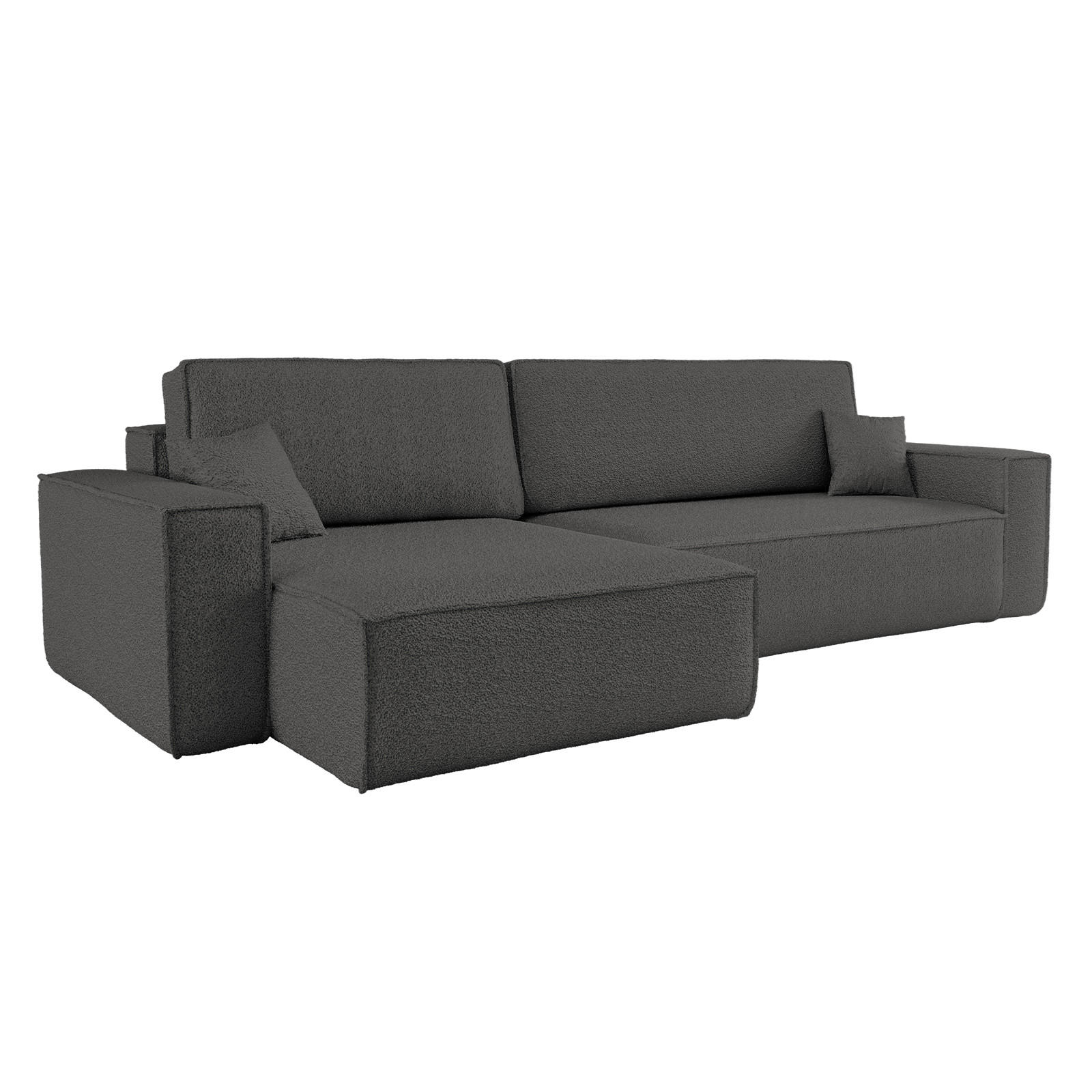ECKSOFA Mit Schlaffunktion Und Bettkasten, Eckcouch BEST XL Stoff Quelle Graphit Links - Schwarz/Graphitfarben, Holz/Kunststoff (142/274cm) - Kaiser Möbel