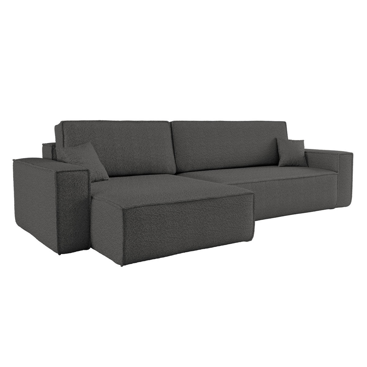 ECKSOFA Mit Schlaffunktion Und Bettkasten, Eckcouch BEST XL Stoff Quelle Graphit Links - Schwarz/Graphitfarben, Holz/Kunststoff (142/274cm) - Kaiser Möbel