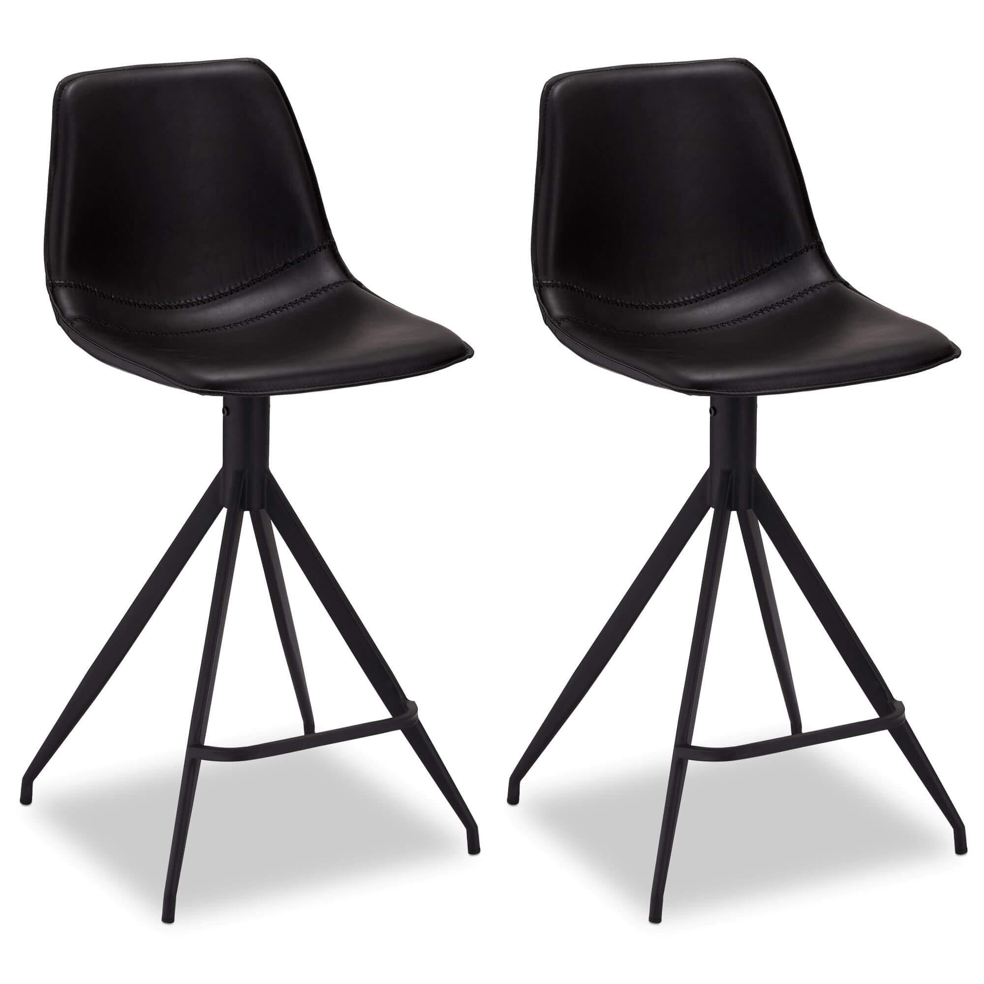 BARHOCKER-SET 2 Stück in Kunstleder - Schwarz, Textil/Metall (48/98/57cm) - Furnhouse