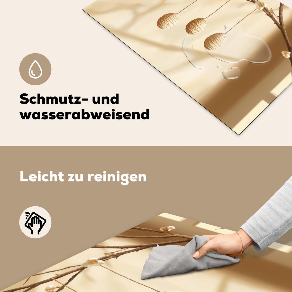 HERDABDECKPLATTE Beige - Osterkuchen - Eier Induktionsschutz 81.6x52.7 cm - Beige, Kunststoff (81.6/52.7/0.2cm) - MuchoWow