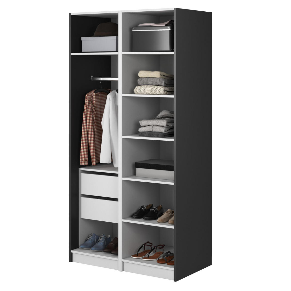 KLEIDERSCHRANK Frame Schwarz 100 cm - Goldfarben/Schwarz, Holzwerkstoff/Metall (100/200.5/57cm) - Selsey