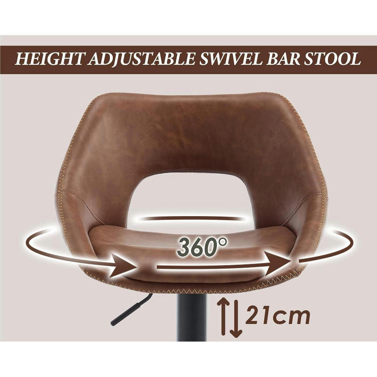 BARHOCKER 4er Set Braun Höhenverstellbar 360° Drehbar - Braun, Kunststoff (49/85/51cm)