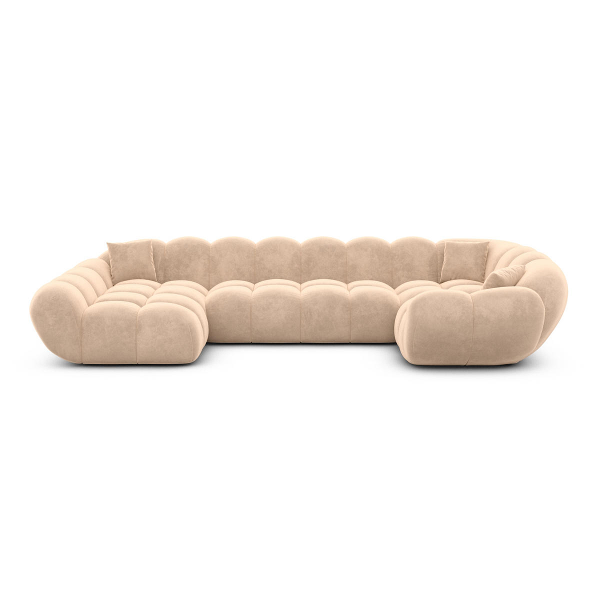 WOHNLANDSCHAFT Liva Beige Samtstoff U-Form XL Links - Beige, Textil (323/70/193cm) - VAROYAL