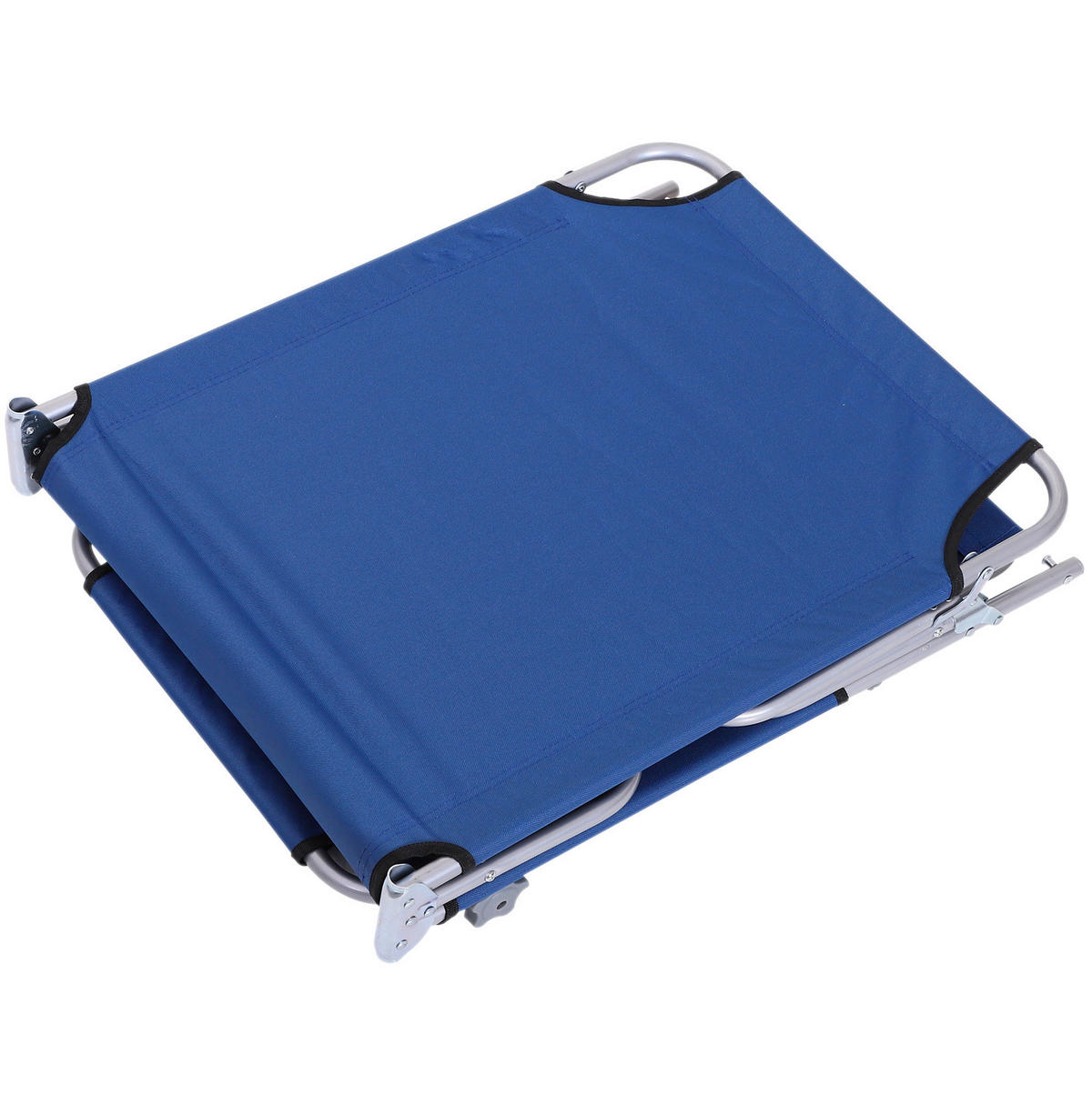 SONNENLIEGE aus Metall 187x58x36 cm Blau mit Sonnendach, klappbar und 4-fach verstellbarer Rückenlehne - Blau, Metall (58/36/187cm) - Modfu