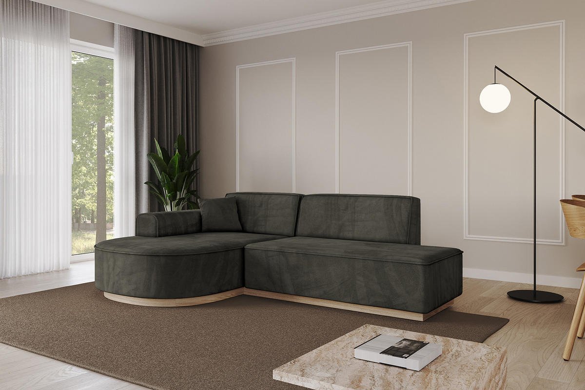 ECKSOFA Ottomane Links ARRIO-L1 - 243x171x83 cm Schwarz - Schwarz, Holzwerkstoff/Textil (243/171cm) - ALTDECOR