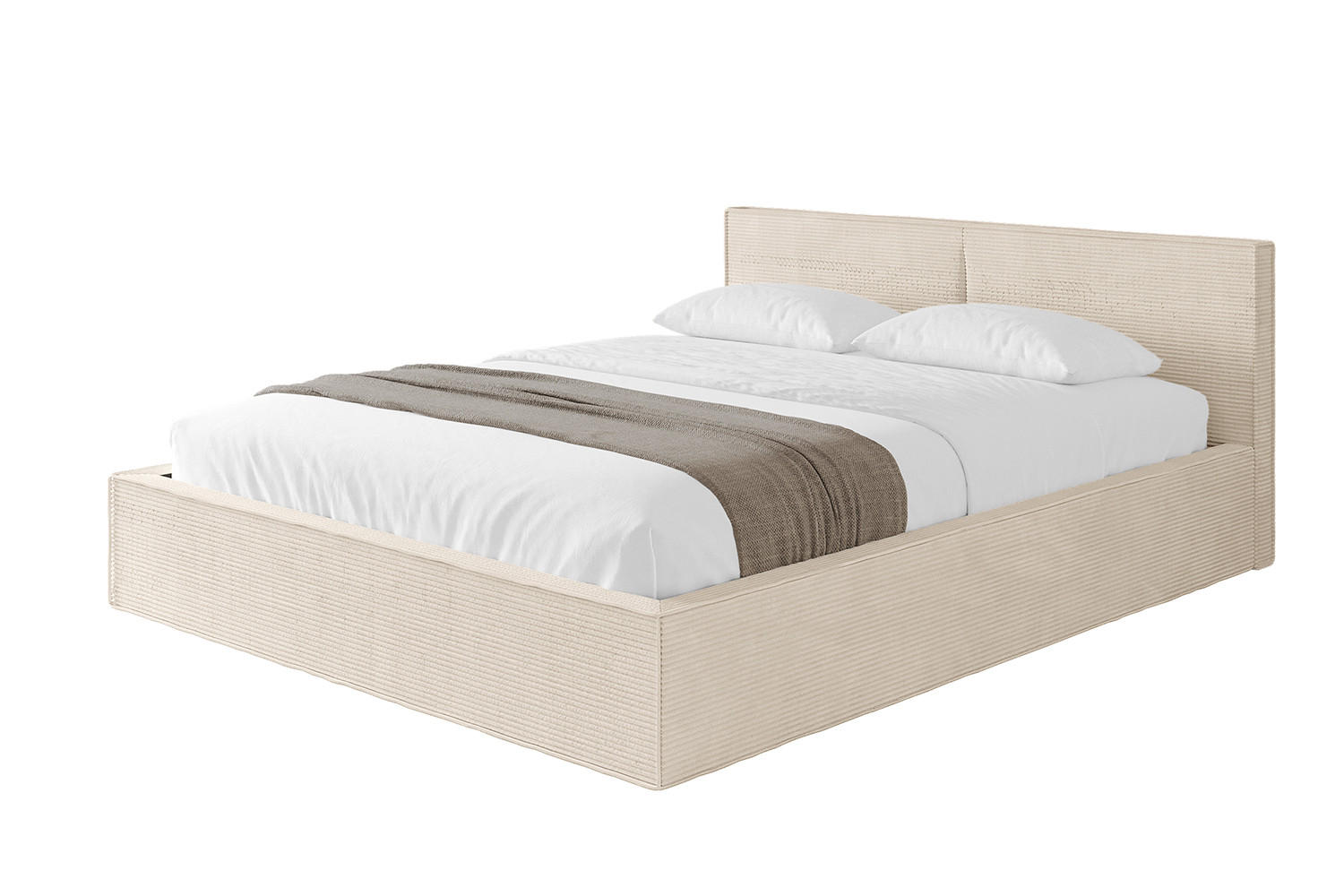 POLSTERBETT mit Bettkasten und Lattenrost, Boxbett ohne Matratze - EMMI-V1 180x200 Beige - Creme, Holzwerkstoff/Textil (180/200cm) - ALTDECOR