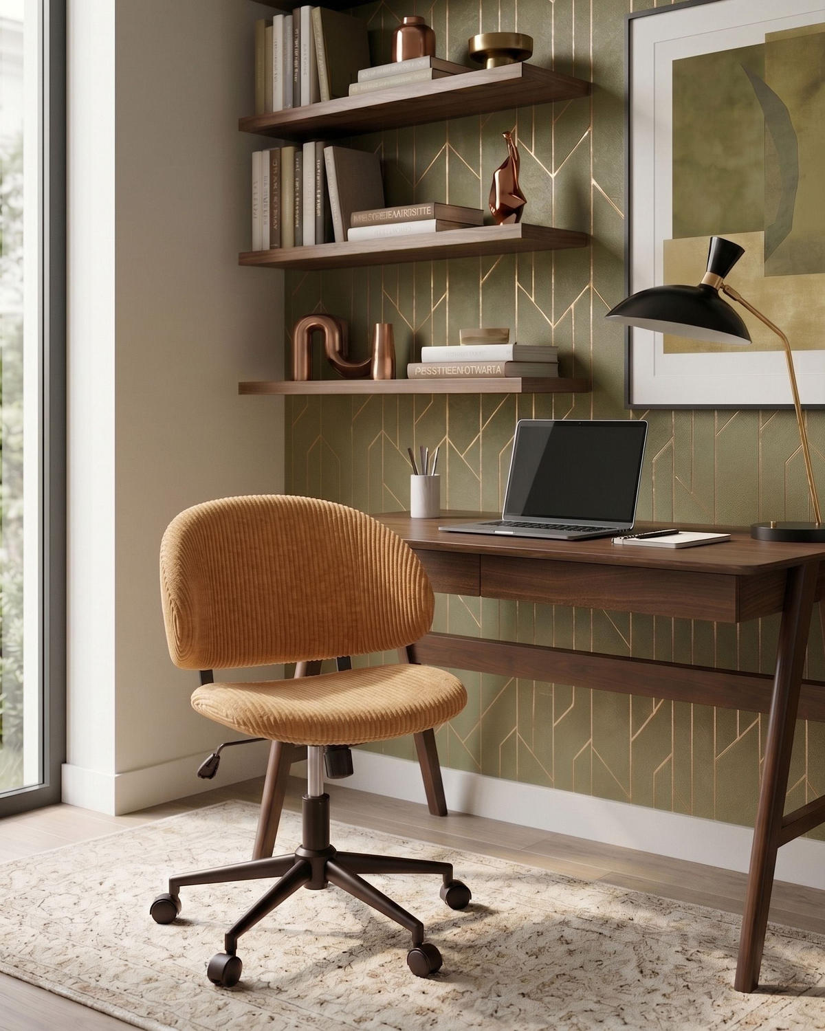 BÜROSTUHL Cord Orange Kiana - Orange, Textil (55/74/55cm) - Beliani