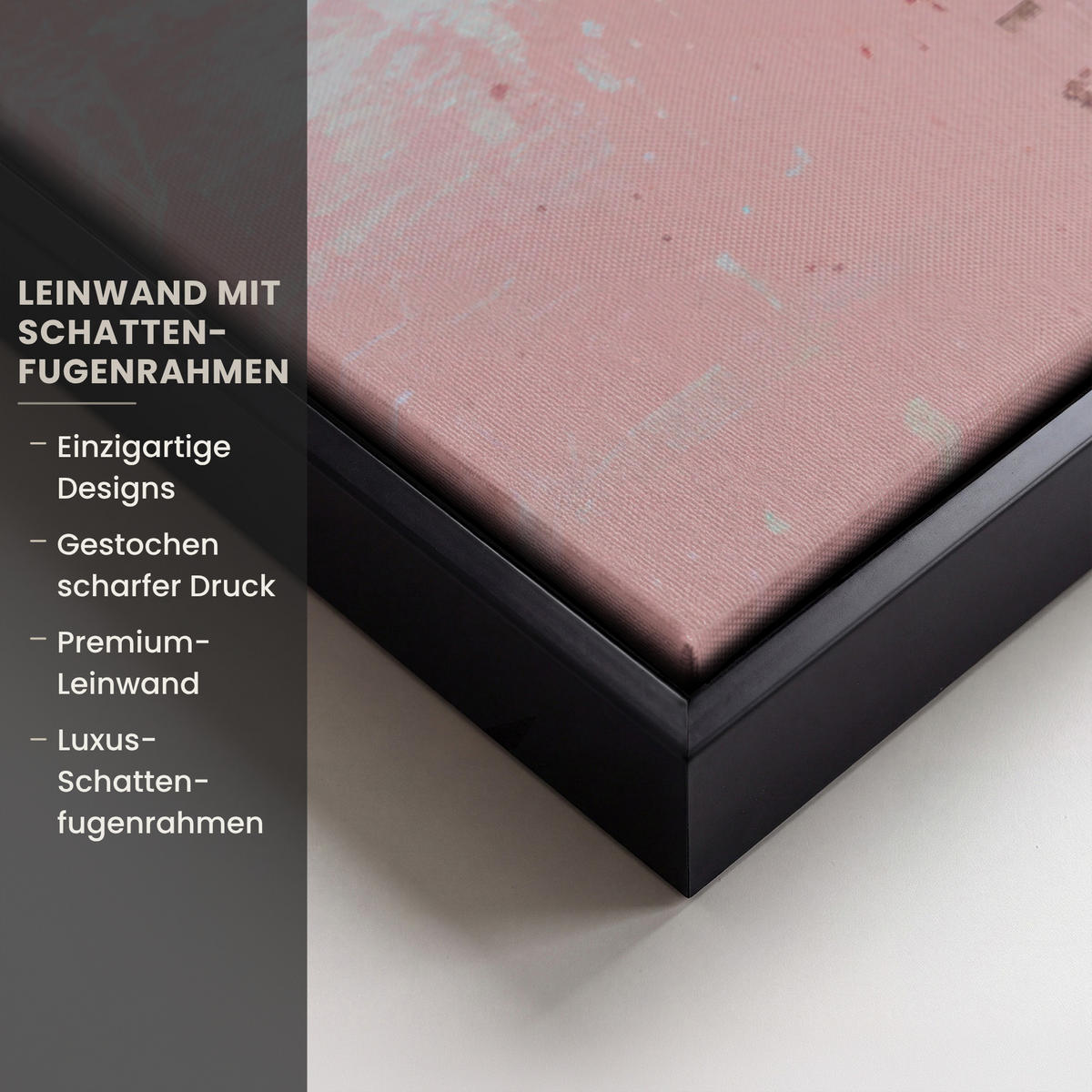 LEINWAND Bilder mit Rahmen - Malerei - Blumen - Rustikal - Rosa - 90x60 - Altrosa, Textil (90/60cm) - MuchoWow