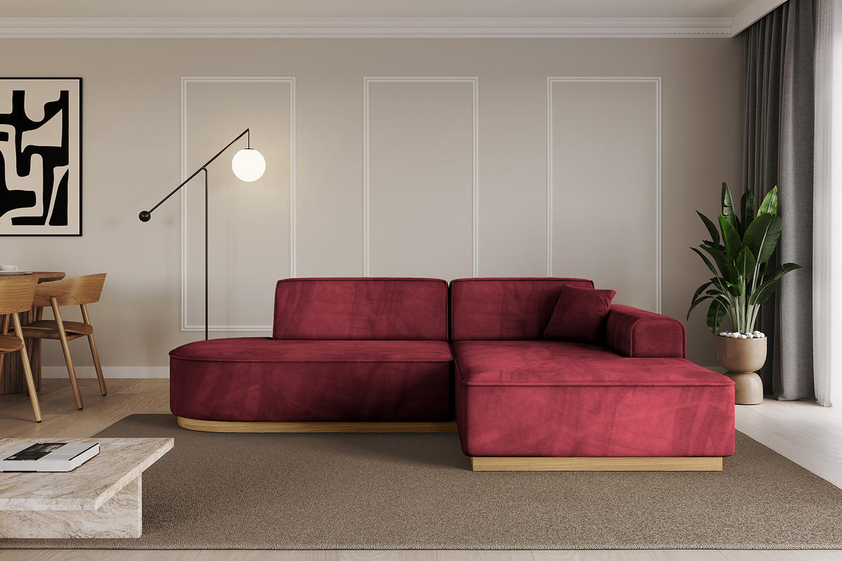 ECKSOFA Ottomane Rechts IREA-L1-v2 - 232x165x80 cm Bordeauxrot - Bordeaux, Holzwerkstoff/Textil (232/165cm) - ALTDECOR