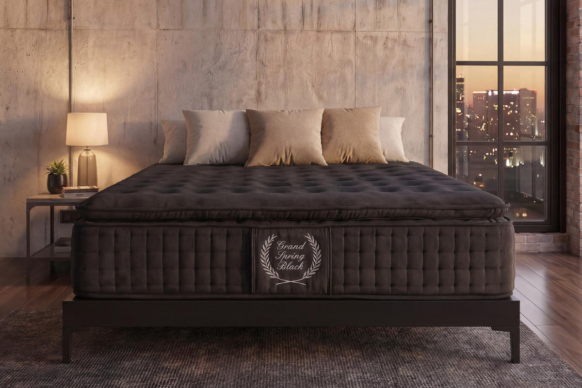 MATRATZE Grand Spring Black - 140X200 cm- Härtegrad H3/H4 - Schwarz, Textil (140/200cm) - Moonia