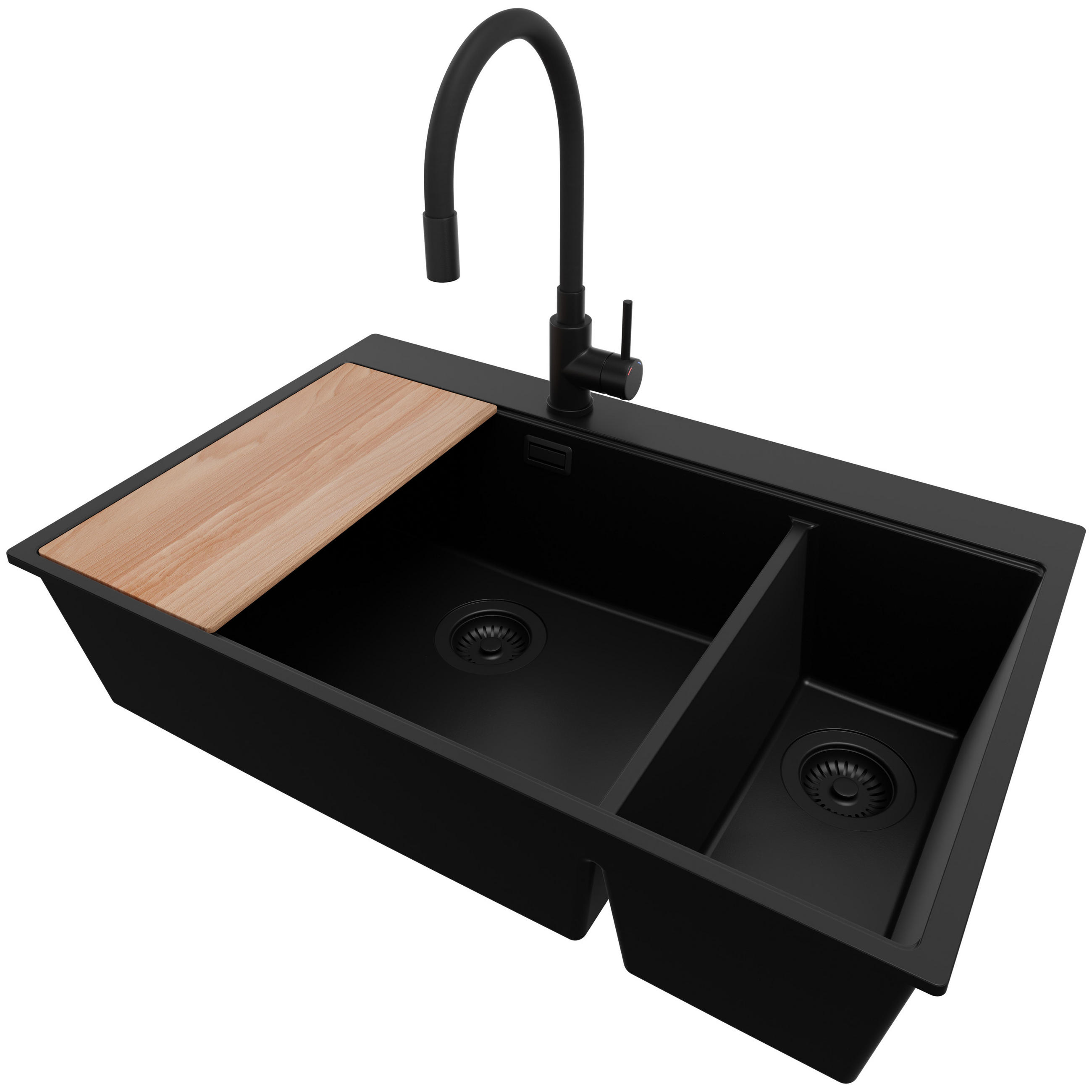 Primagran Granitspüle Schwarz, Schwarz, Schwarz, Beige 78x20x50 cm