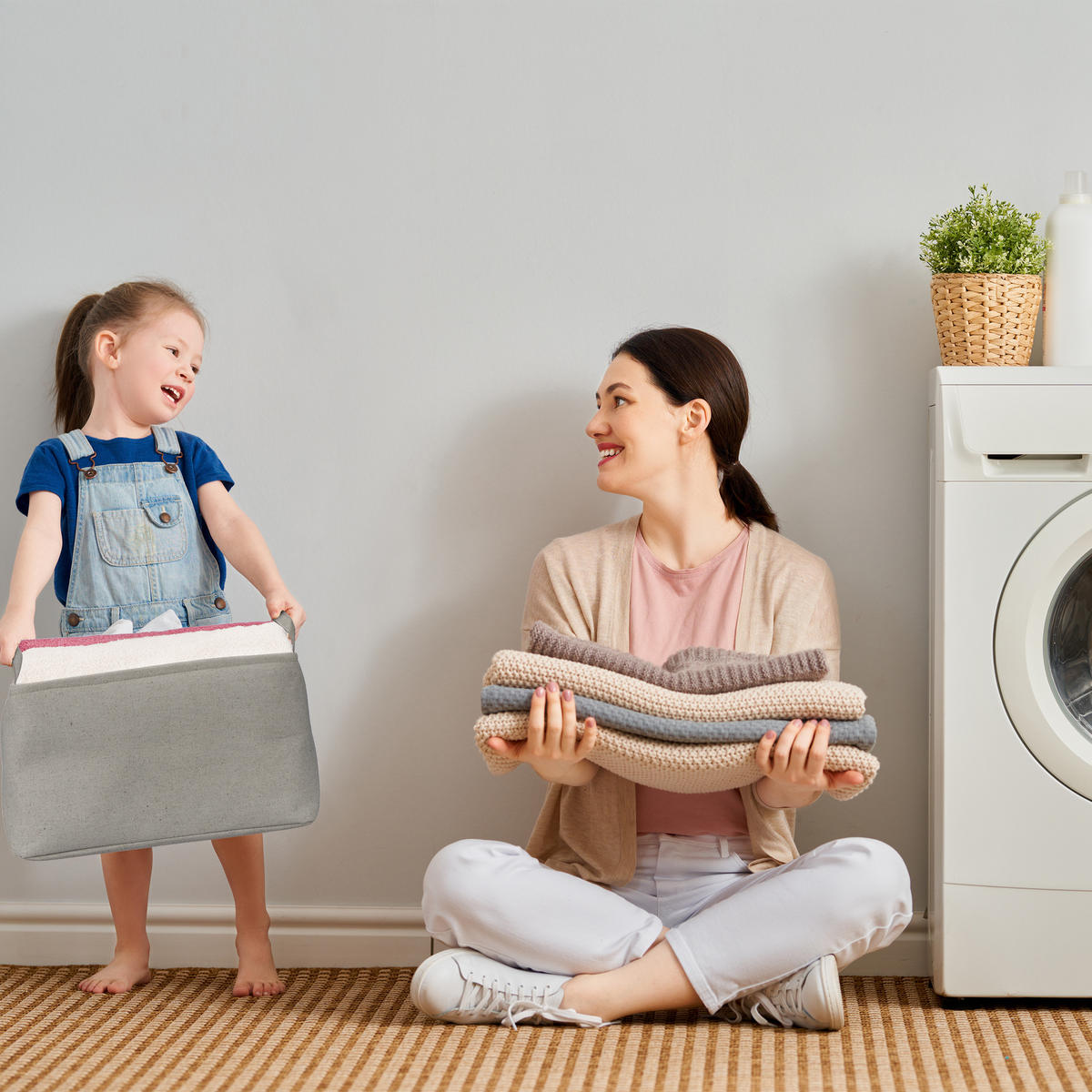 AUFBEWAHRUNGSKORB - Grau, Textil (38/48/30cm) - Relaxdays