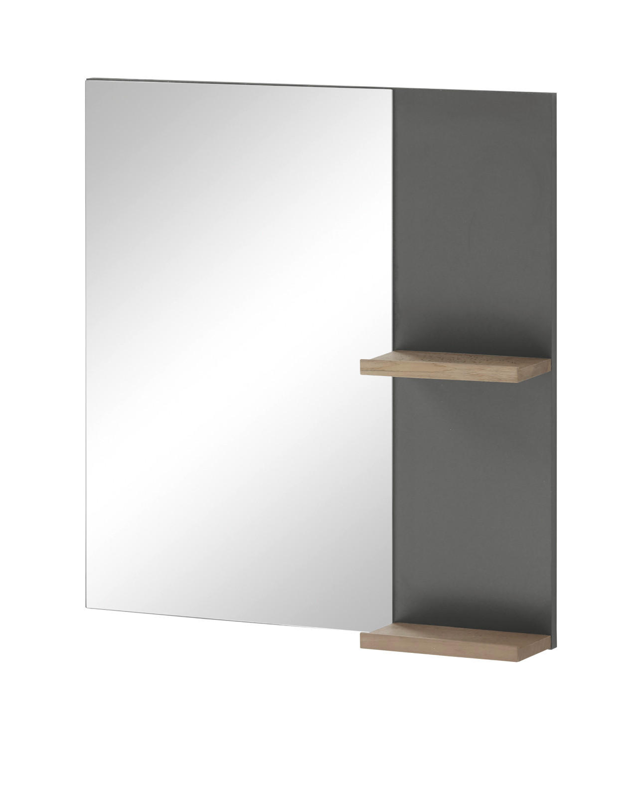 BADSPIEGEL anthrazit matt, Eiche, Badspiegel mit Ablage 60 x 65 cm - Eichefarben/Anthrazit, Holzwerkstoff (60/65/12cm) - Furn.Design