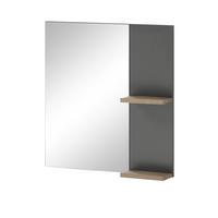 BADSPIEGEL anthrazit matt, Eiche, Badspiegel mit Ablage 60 x 65 cm - Eichefarben/Anthrazit, Holzwerkstoff (60/65/12cm) - Furn.Design