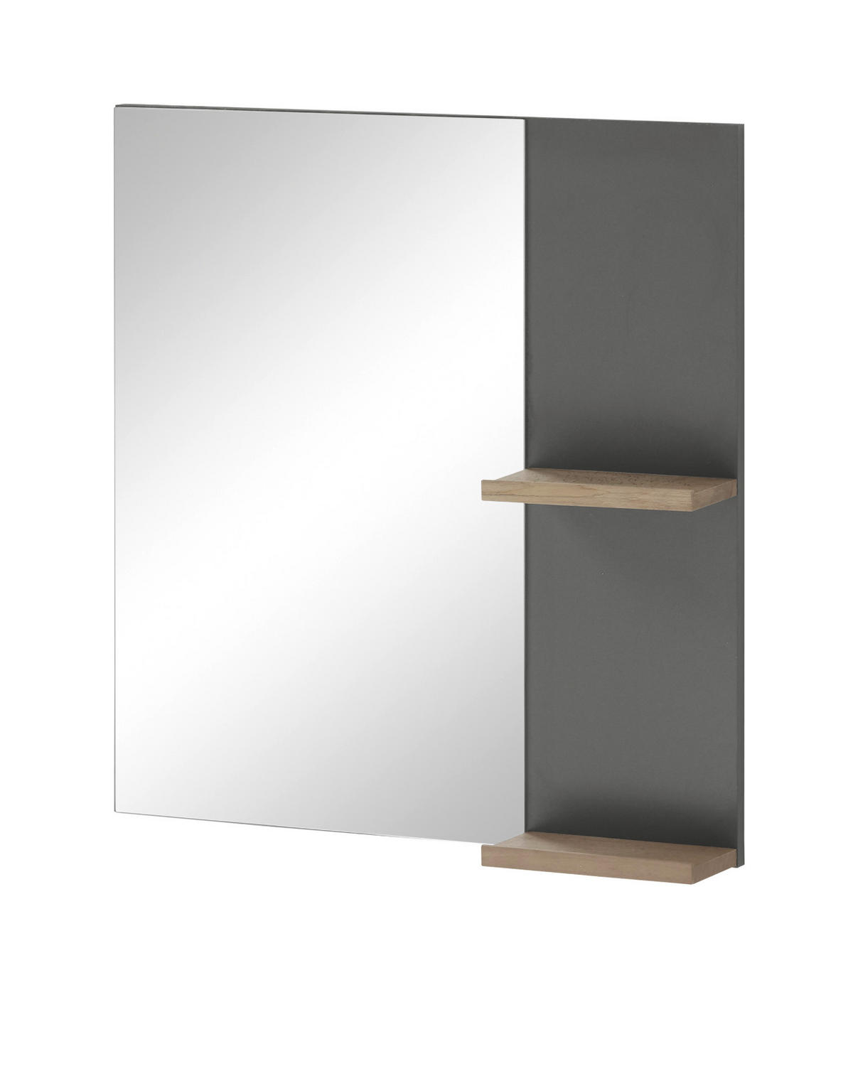 BADSPIEGEL anthrazit matt, Eiche, Badspiegel mit Ablage 60 x 65 cm - Eichefarben/Anthrazit, Holzwerkstoff (60/65/12cm) - Furn.Design