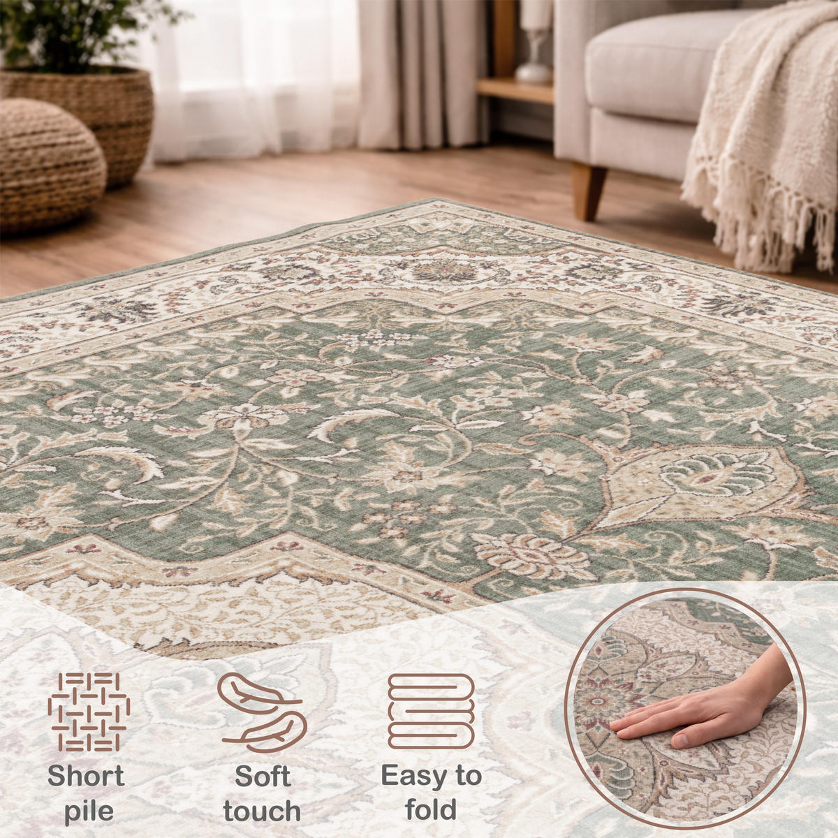 KURZFLORTEPPICH 160/220 cm Semer 422 - Grün, Textil (160/220cm) - Paco Home