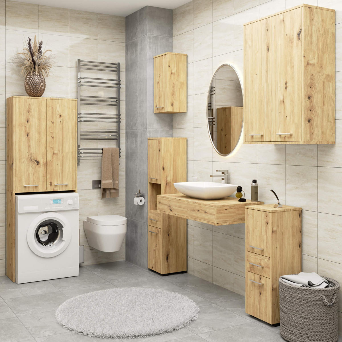 HOCHSCHRANK Eiche Artisan 180/32/28 - Eiche Artisan, Holzwerkstoff (32/180/28cm) - RAUMHIRSCH FURNITURE