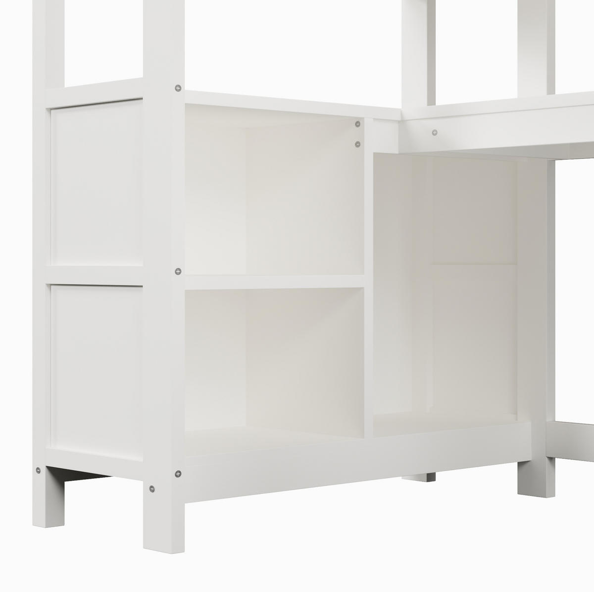 HOCHBETT 90/200 cm Weiß mit Schreibtisch, Regalen und Kleiderschrank - Weiß, Holz (90/200cm) - MIVRAY