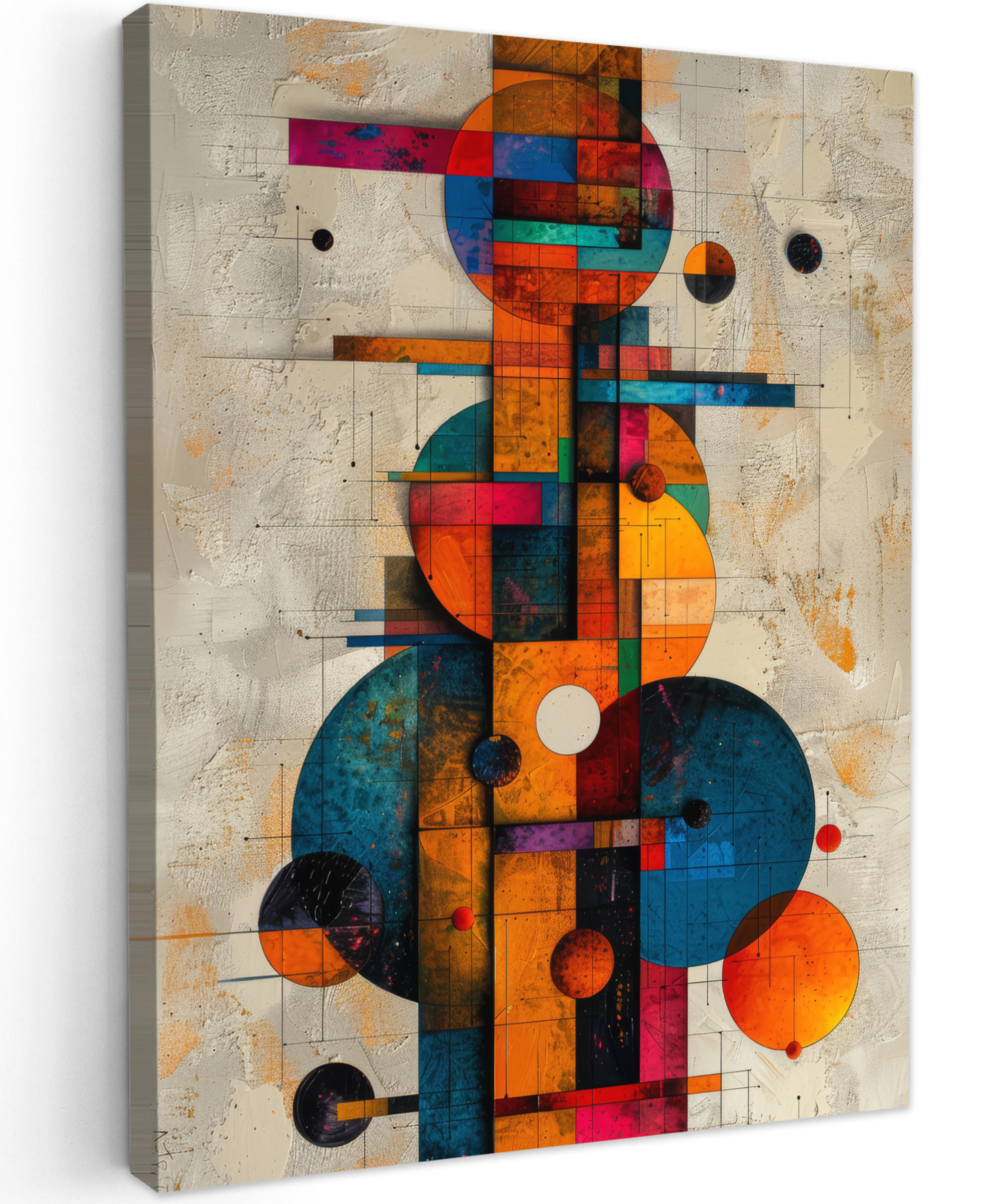 MuchoWow OBRAZ NA PLÁTNĚ Vintage - Moderní umění - Oranžová - Geometrické tvary 30x40 cm