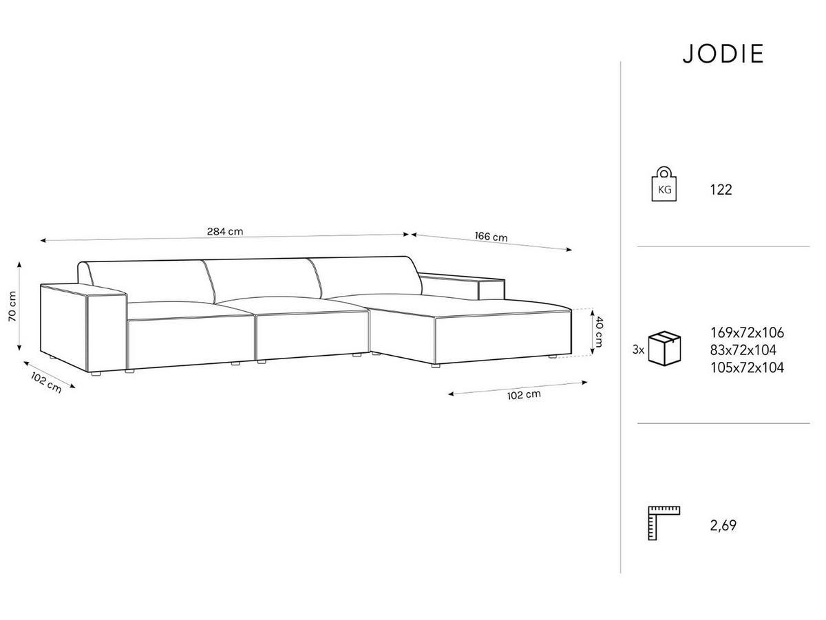 ECKSOFA rechts Jodie aus Samt königsblau 4 Sitzplätze - Blau, Textil (166/284cm) - Micadoni
