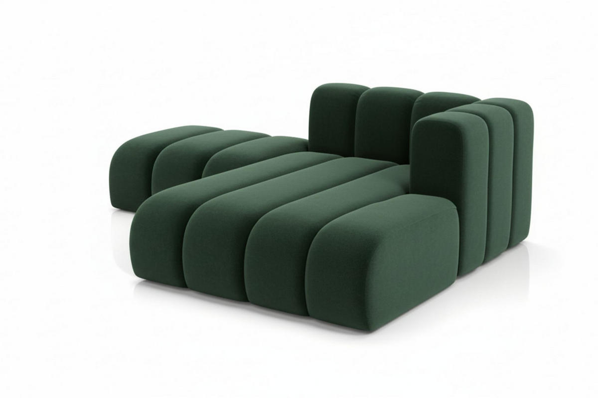 CHAISELONGUE Mit Hocker Grand, Veloursstoff Salvador, Grün, Rechts - Grün, Holz (204/179cm) - Kaiser Möbel