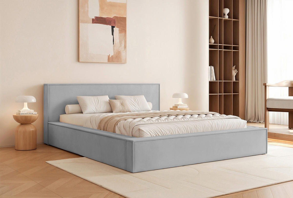 POLSTERBETT Mendocino Classic 160x200 cm, Hellgrau - Hellgrau, Textil (160/200cm) - Fedve