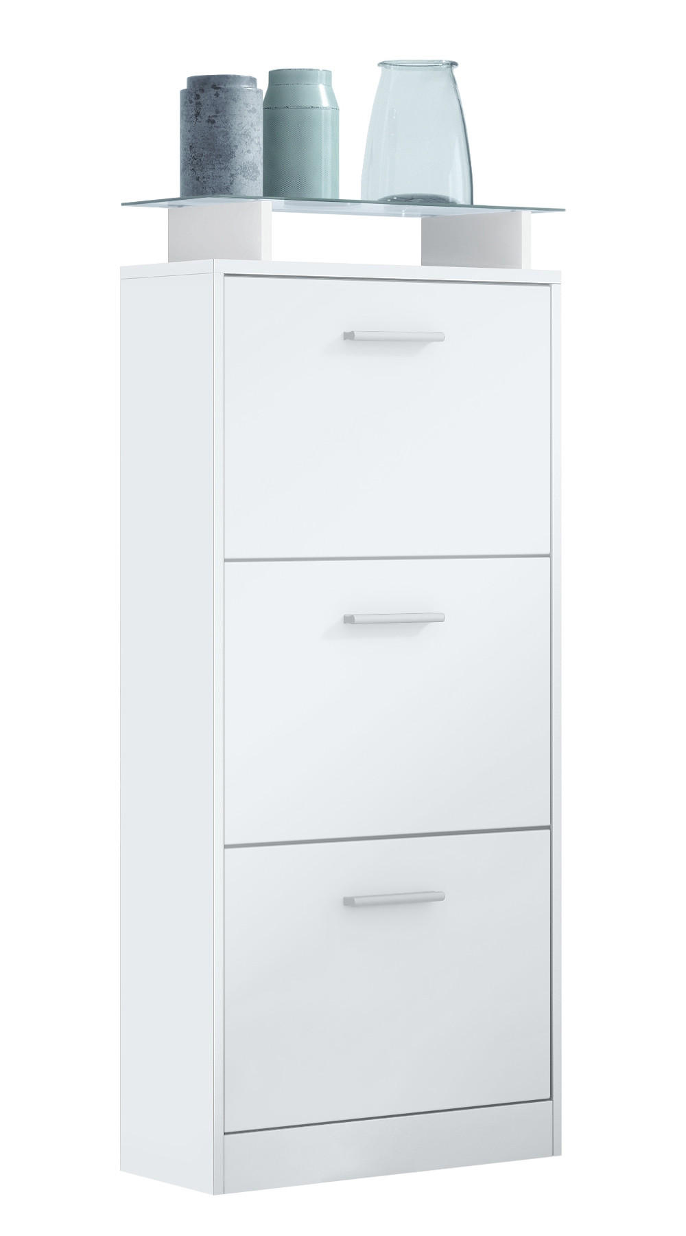 SCHUHSCHRANK Lavia Front in Weiß matt - Weiß, Holzwerkstoff (46/128/23cm) - Vladon