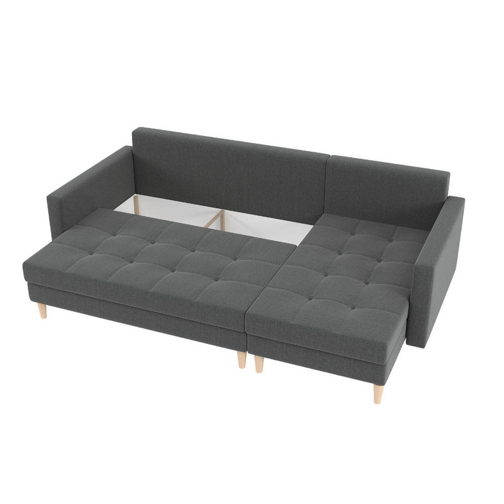 Thumbnail - DomoHome Ecksofa, Dunkelgrau, Textil, Rechteckig, 224x144 cm, Wohnzimmer, Sofas & Couches, Wohnlandschaften, Ecksofas