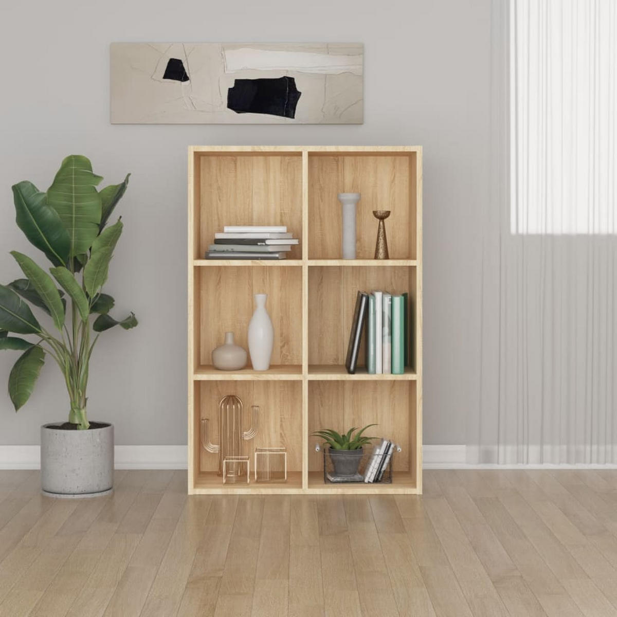 SIDEBOARD mit 6 Fächern 66/30/98 cm aus Holzwerkstoff Sonoma-Eiche Dekor - Sonoma Eiche, Holz (66/98/30cm) - vidaXL