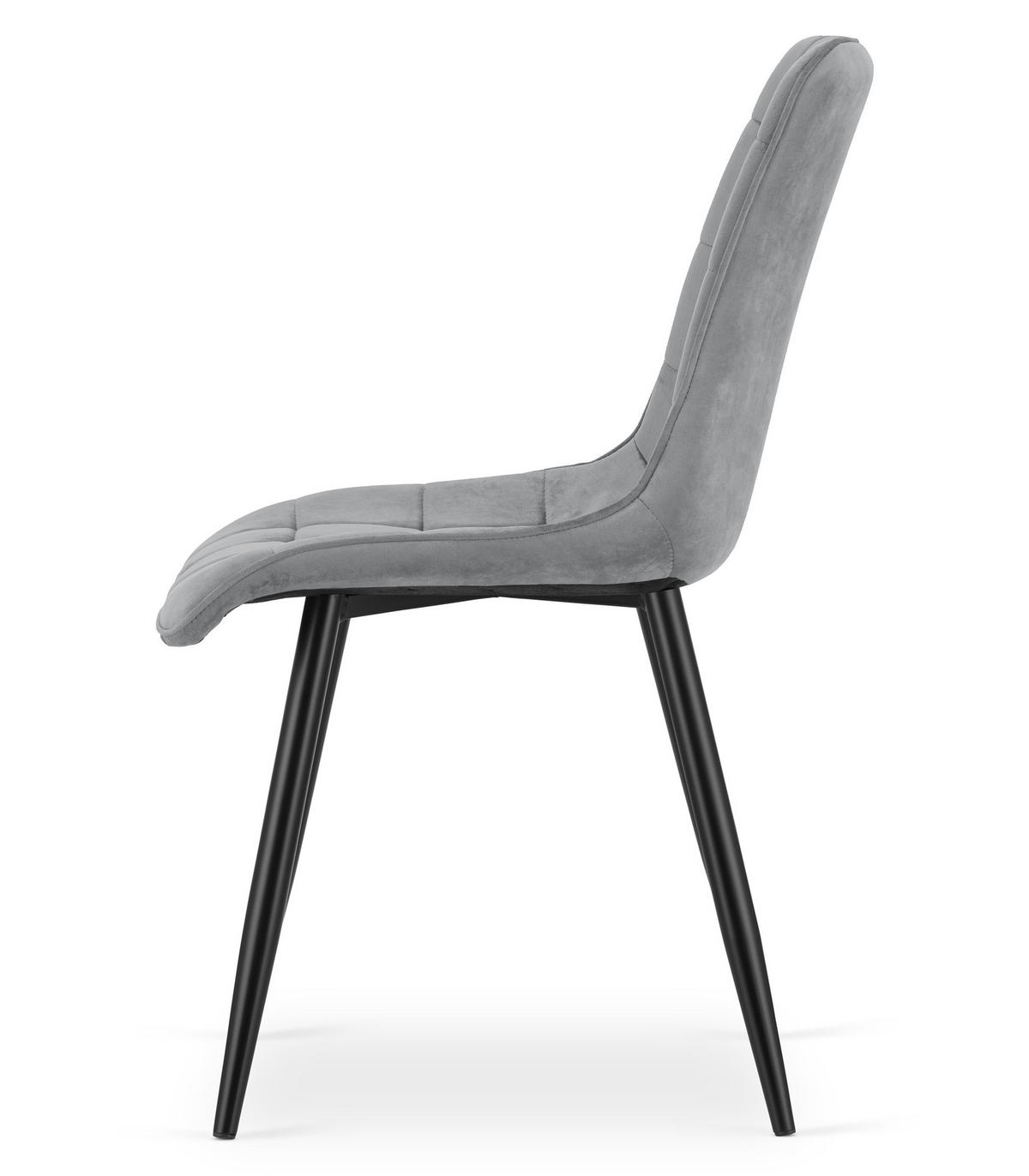 STUHL Hellgrau 49x60 cm SPLIT Samtbezug - Schwarz, Metall (49/59/60cm)